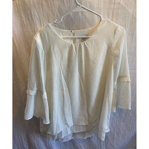 Coldwater Creek Women’s Petite Small PS White Blouse Flowy Bell Sleeve Top Shirt
